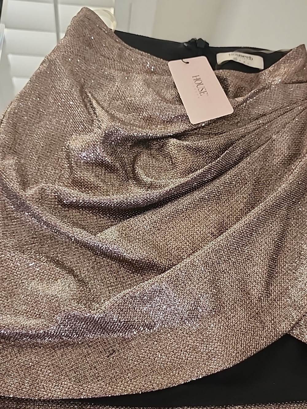 House of CB Shaker bronze mini skirt BNWT XS - Picture 10 of 12